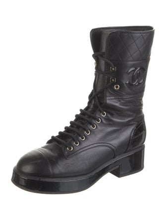 Chanel 2022 Interlocking CC Logo Combat Boots