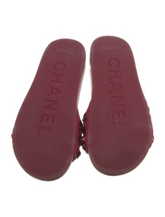 Chanel Interlocking CC Logo Satin Slides
