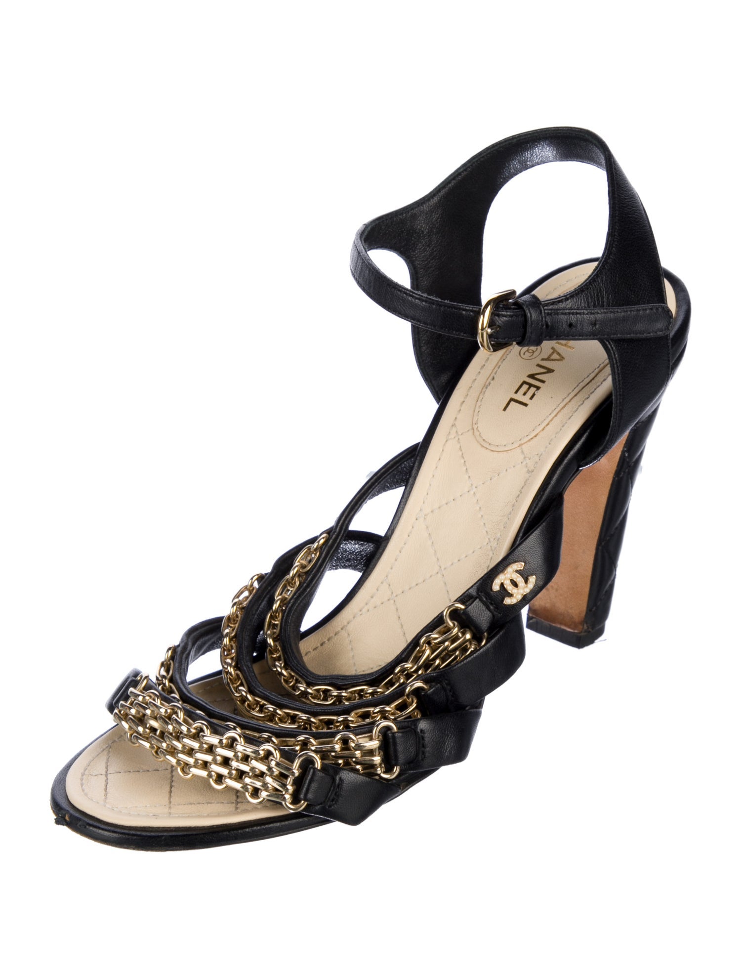 Chanel 2016 Interlocking CC Logo T-Strap Sandals