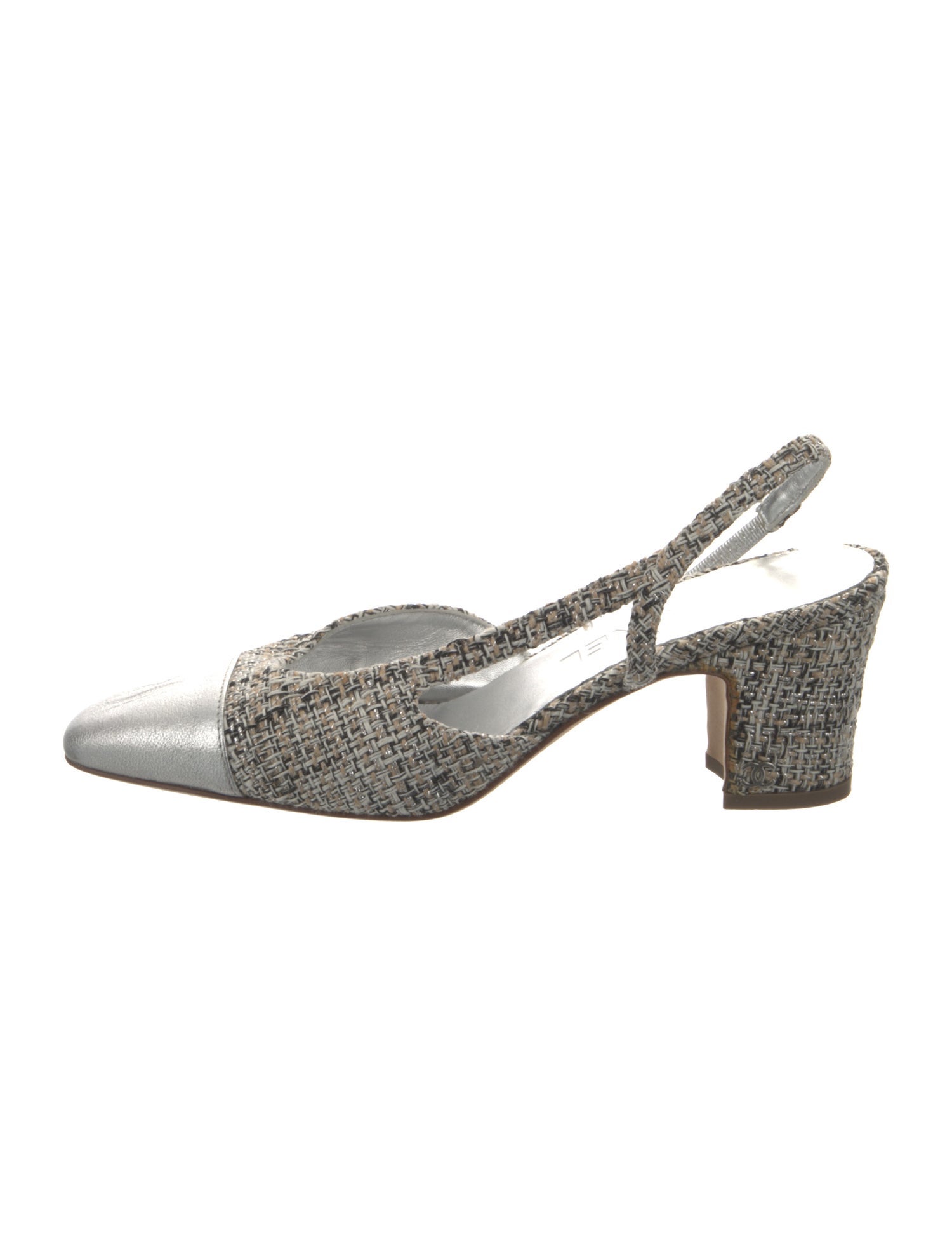 Chanel Interlocking CC Logo Tweed Slingback Pumps