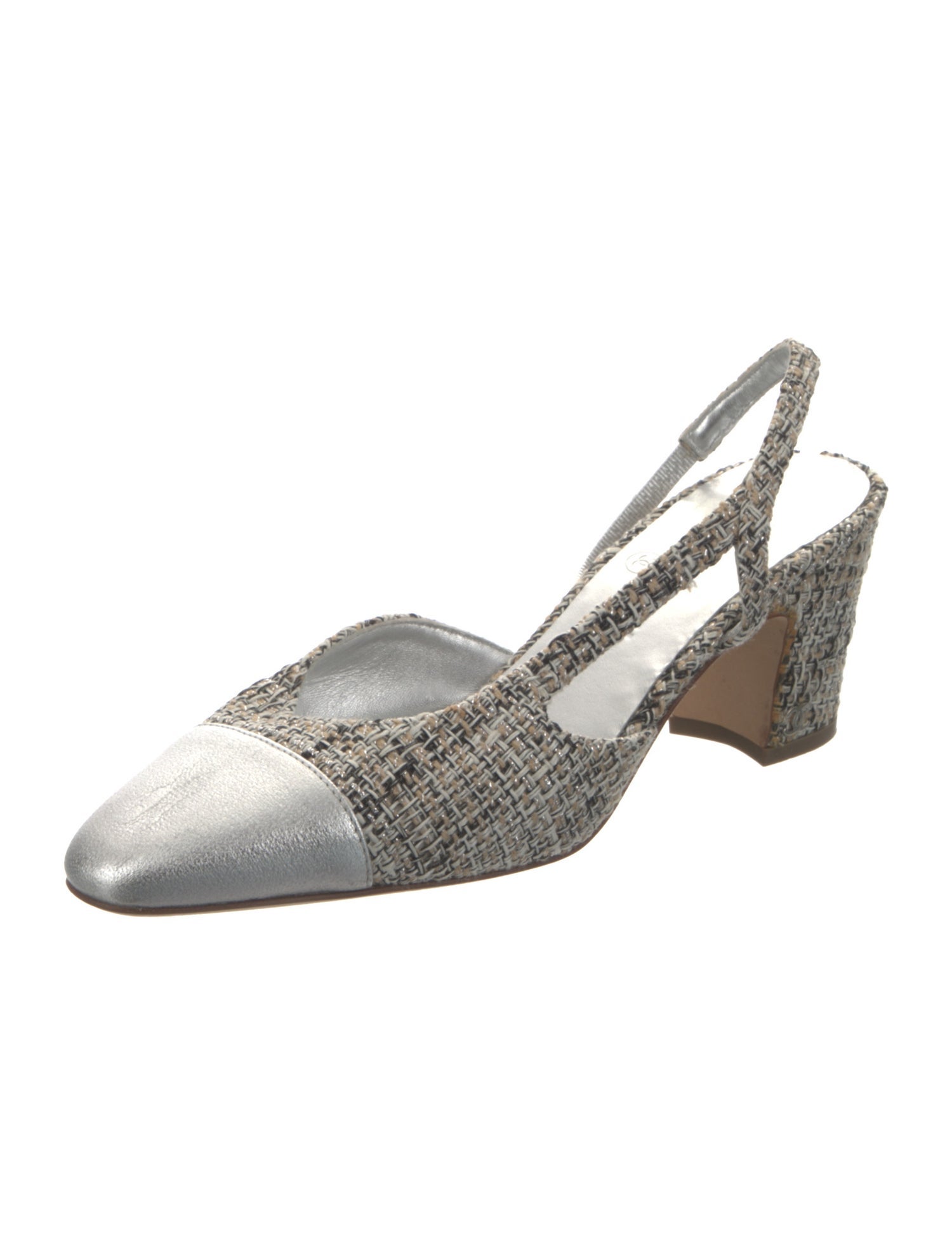 Chanel Interlocking CC Logo Tweed Slingback Pumps