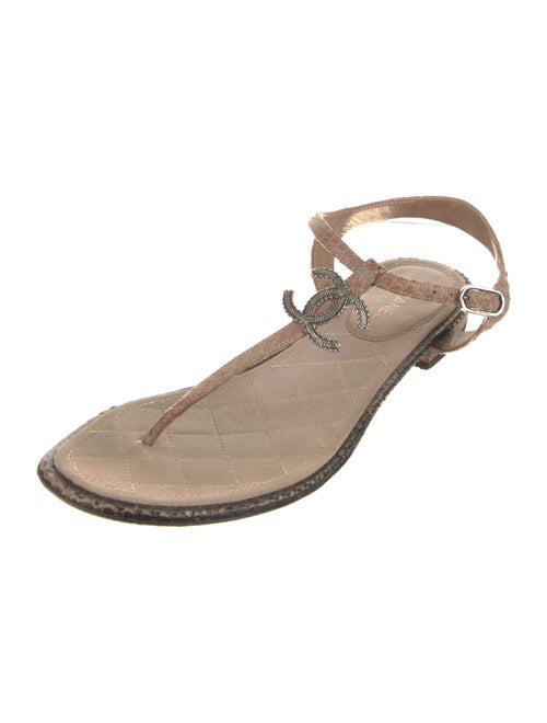 Chanel Interlocking CC Logo Python Sandals