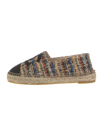 Chanel Interlocking CC Logo Tweed Espadrilles