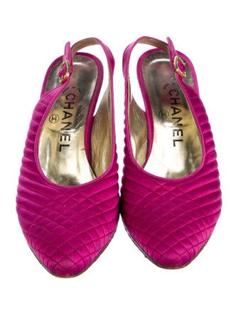 Chanel Vintage Satin Slingback Pumps
