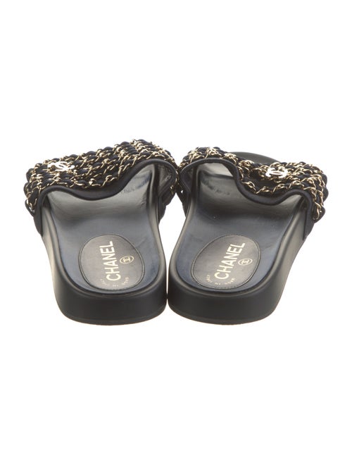 Chanel Interlocking CC Logo Chain-Link Accents Slides