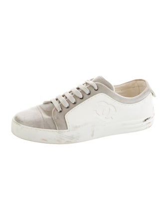 Chanel Interlocking CC Logo Velvet Sneakers