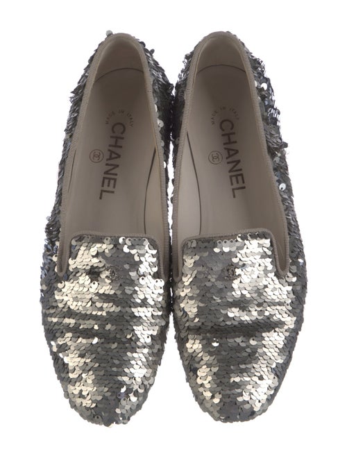 Chanel Interlocking CC Logo Sequins Loafers