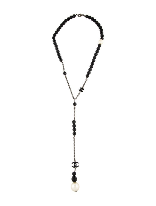 Chanel Faux Pearl & Resin Bead CC Lavalier Necklace