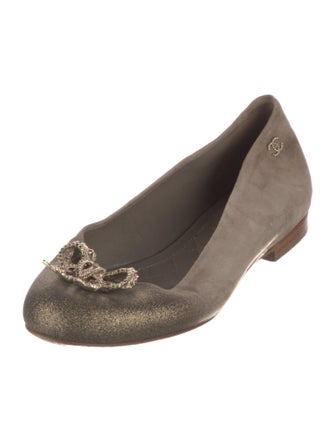 Chanel Interlocking CC Logo Suede Flats