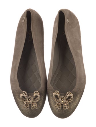 Chanel Interlocking CC Logo Suede Flats
