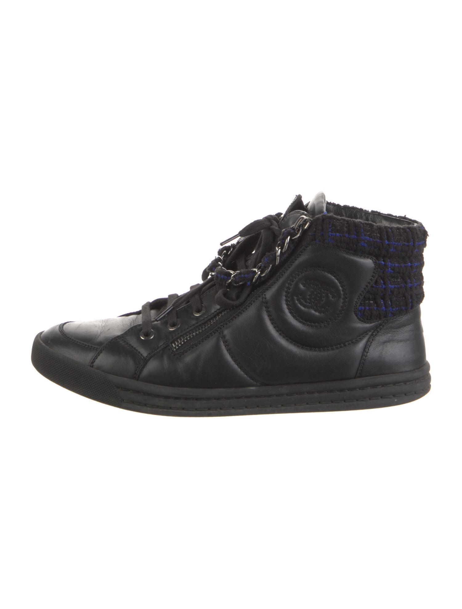 Chanel Interlocking CC Logo Leather Sneakers