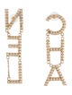 Chanel Strass 'CHA-NEL' Drop Earrings