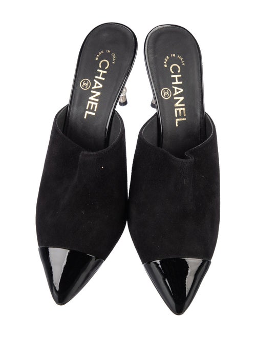 Chanel Interlocking CC Logo Suede Mules