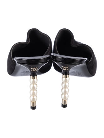 Chanel Interlocking CC Logo Suede Mules