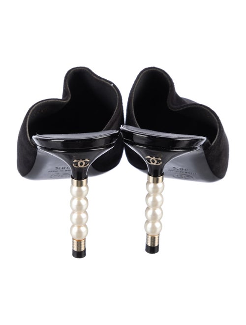 Chanel Interlocking CC Logo Suede Mules