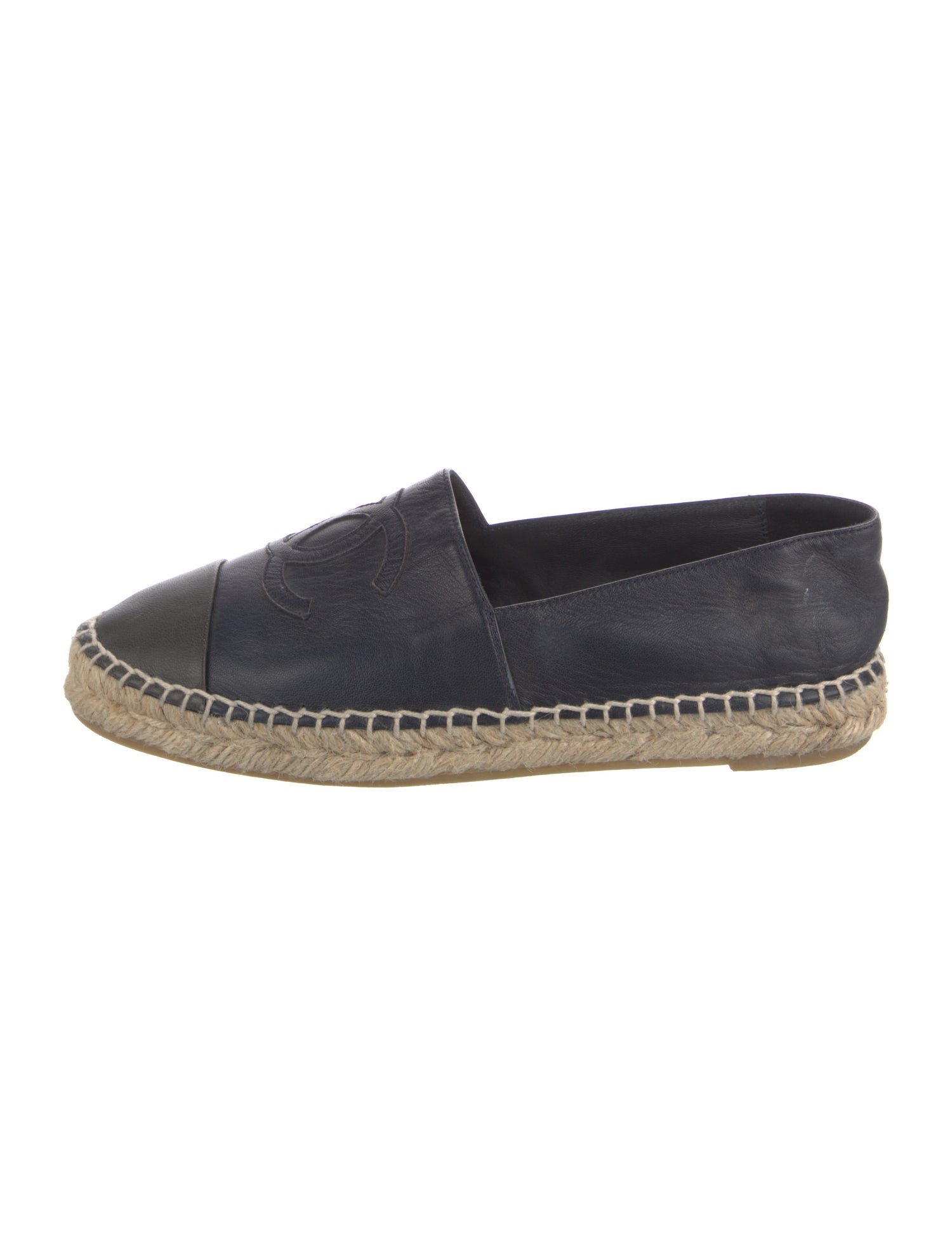 Chanel Interlocking CC Logo Leather Espadrilles