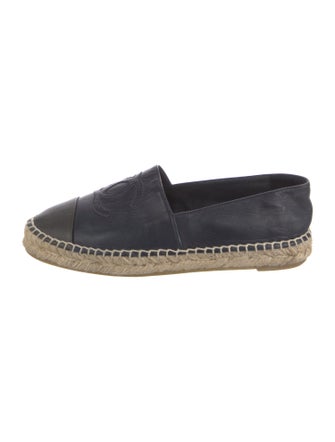 Chanel Interlocking CC Logo Leather Espadrilles