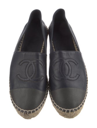 Chanel Interlocking CC Logo Leather Espadrilles