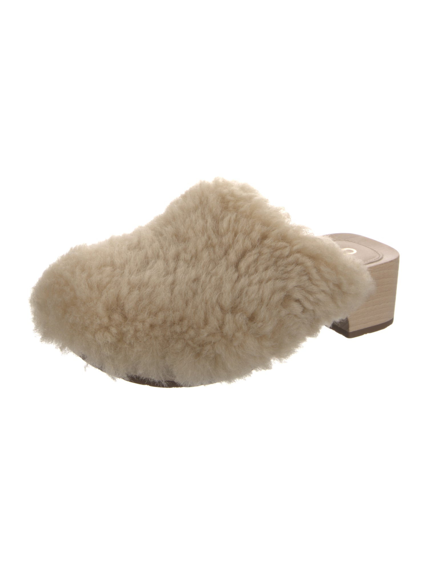 Chanel Interlocking CC Logo Shearling Mules