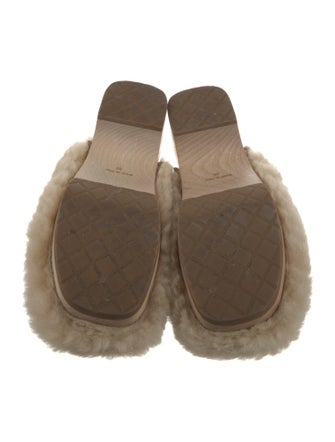 Chanel Interlocking CC Logo Shearling Mules