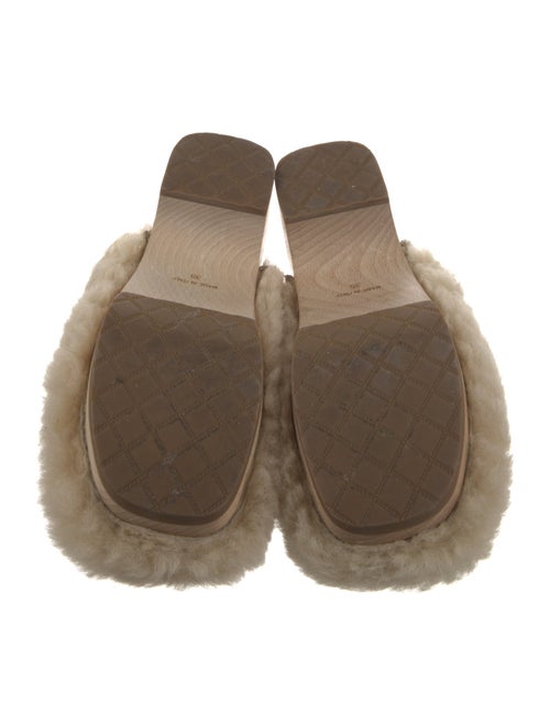 Chanel Interlocking CC Logo Shearling Mules