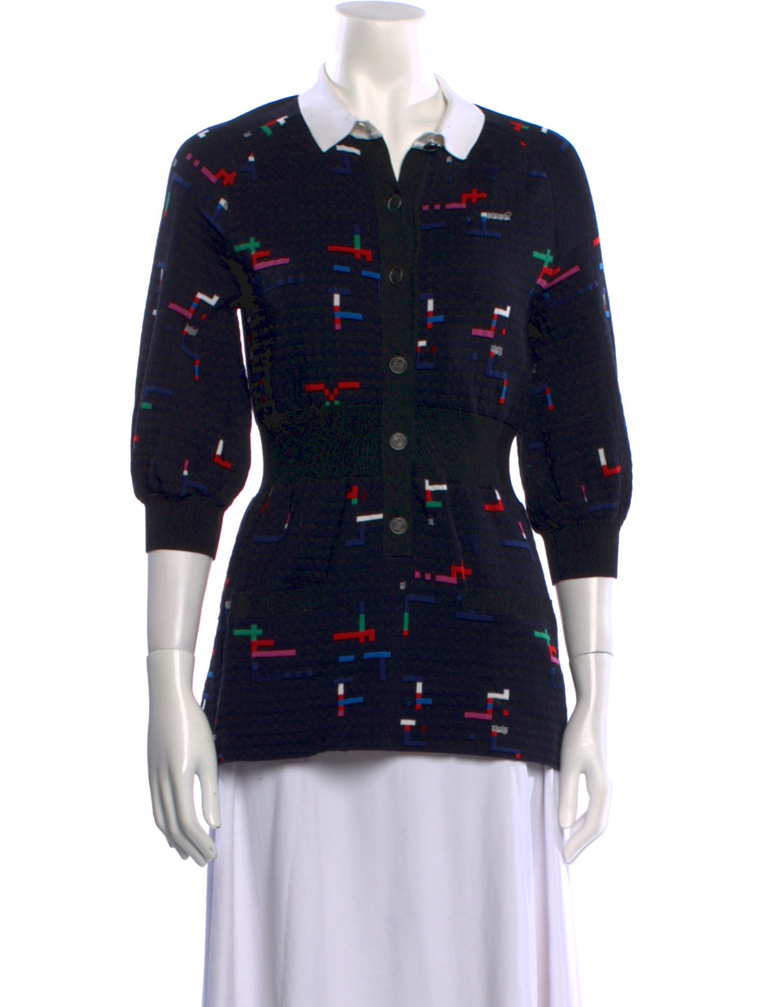 Chanel 2017 Printed Button-Up Top