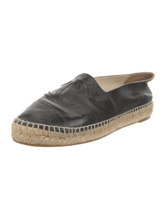 Chanel Interlocking CC Logo Leather Espadrilles