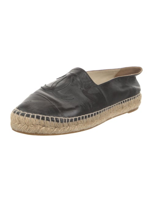 Chanel Interlocking CC Logo Leather Espadrilles