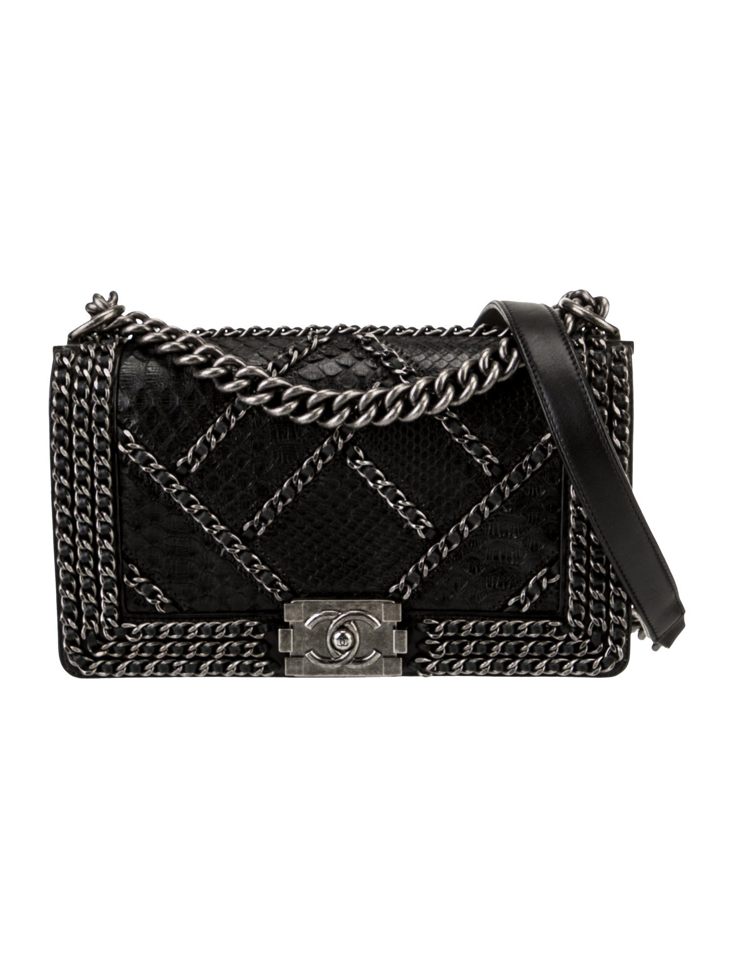 Chanel Medium Python Chain Boy Bag