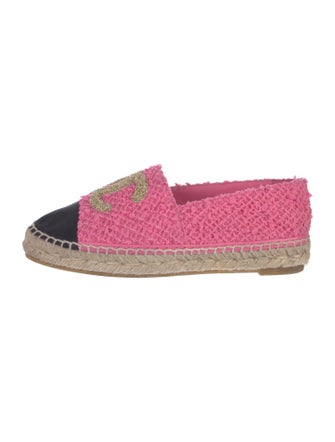 Chanel Interlocking CC Logo Tweed Espadrilles
