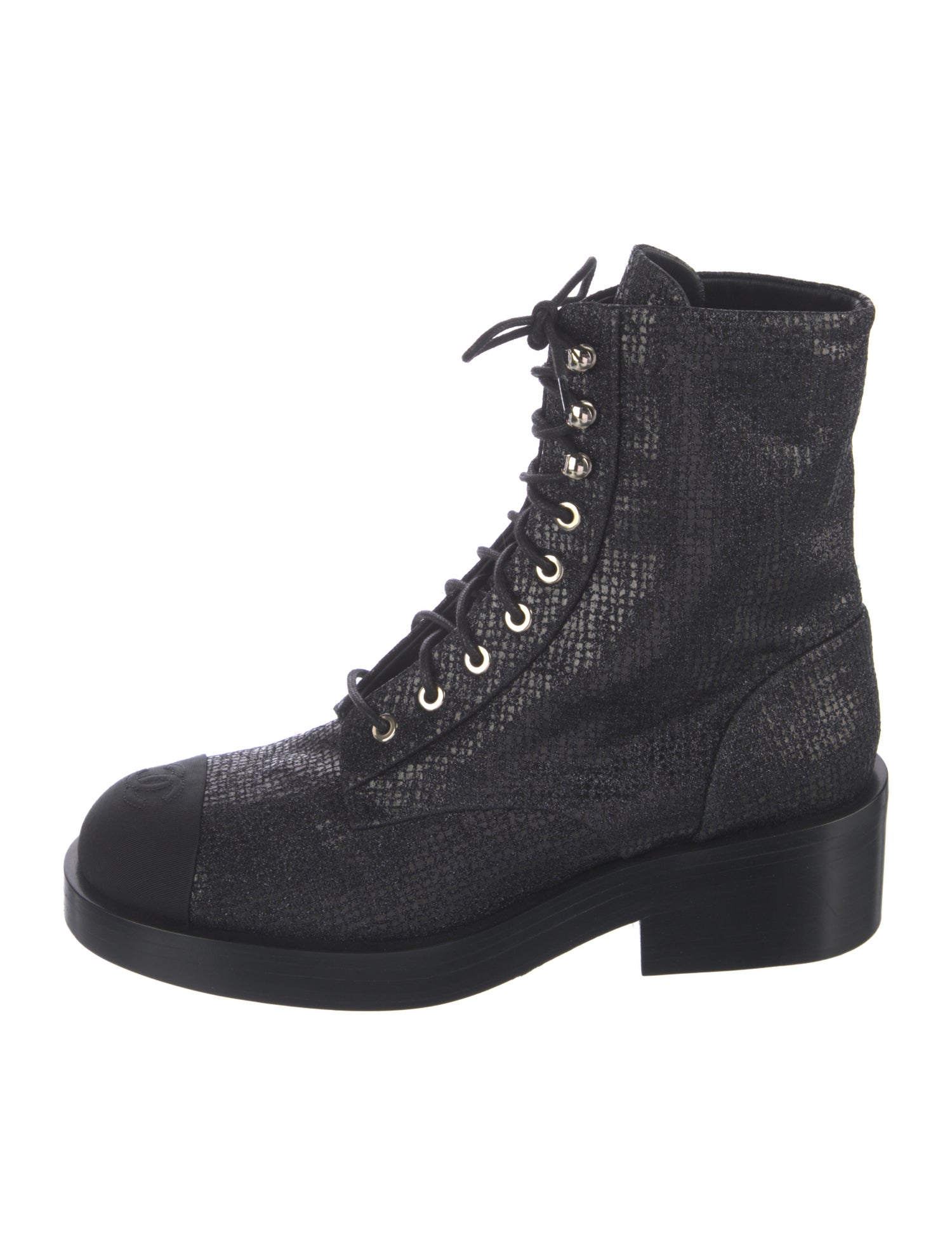 Chanel 2022 Interlocking CC Logo Combat Boots