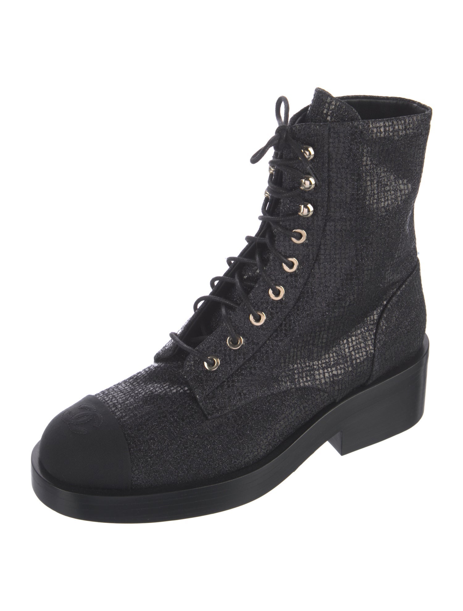 Chanel 2022 Interlocking CC Logo Combat Boots