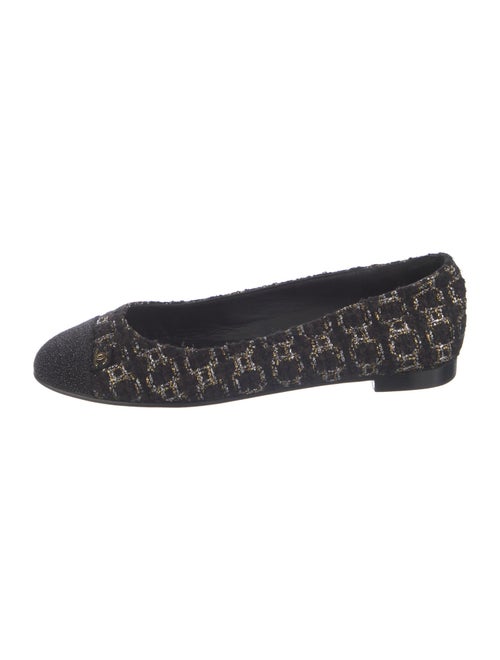 Chanel Interlocking CC Logo Tweed Ballet Flats