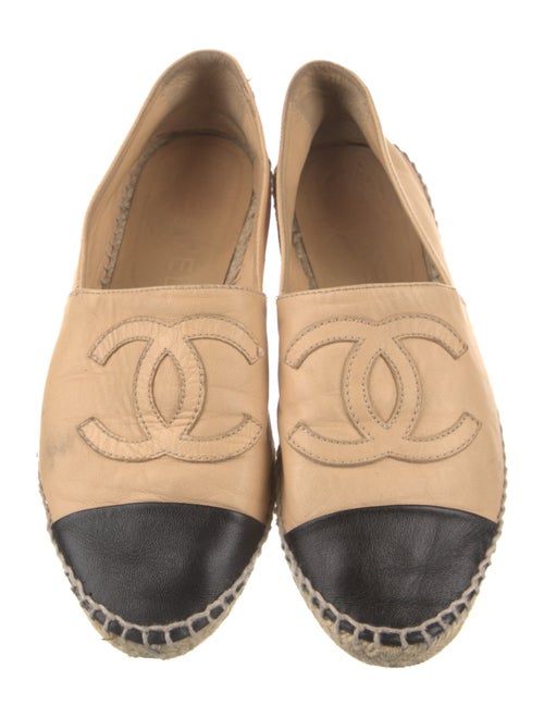 Chanel Interlocking CC Logo Leather Espadrilles