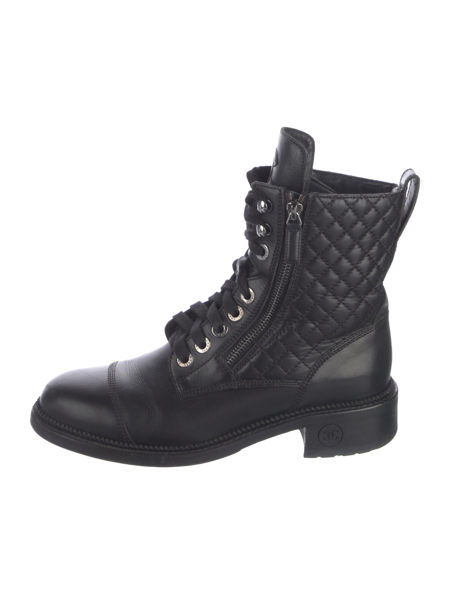 Chanel 2018 Interlocking CC Logo Combat Boots