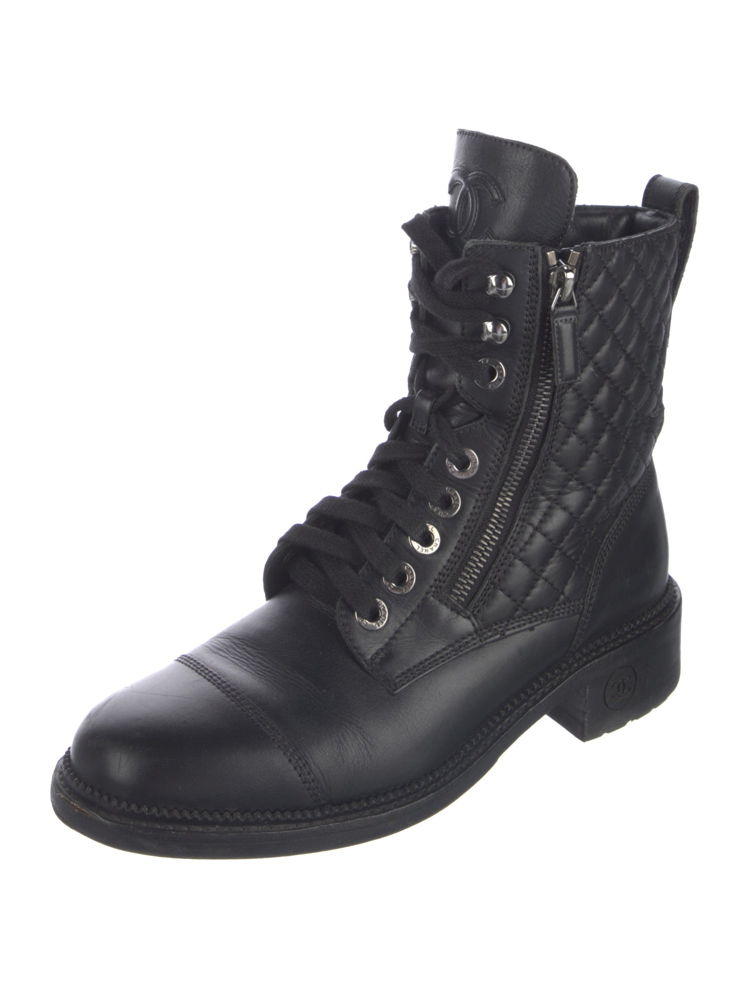 Chanel 2018 Interlocking CC Logo Combat Boots