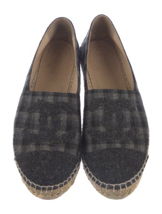 Chanel Interlocking CC Logo Tweed Espadrilles