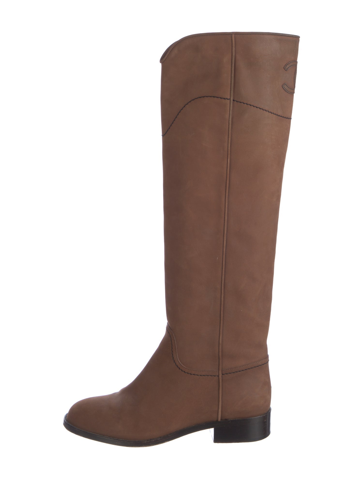 Chanel Interlocking CC Logo Nubuck Riding Boots