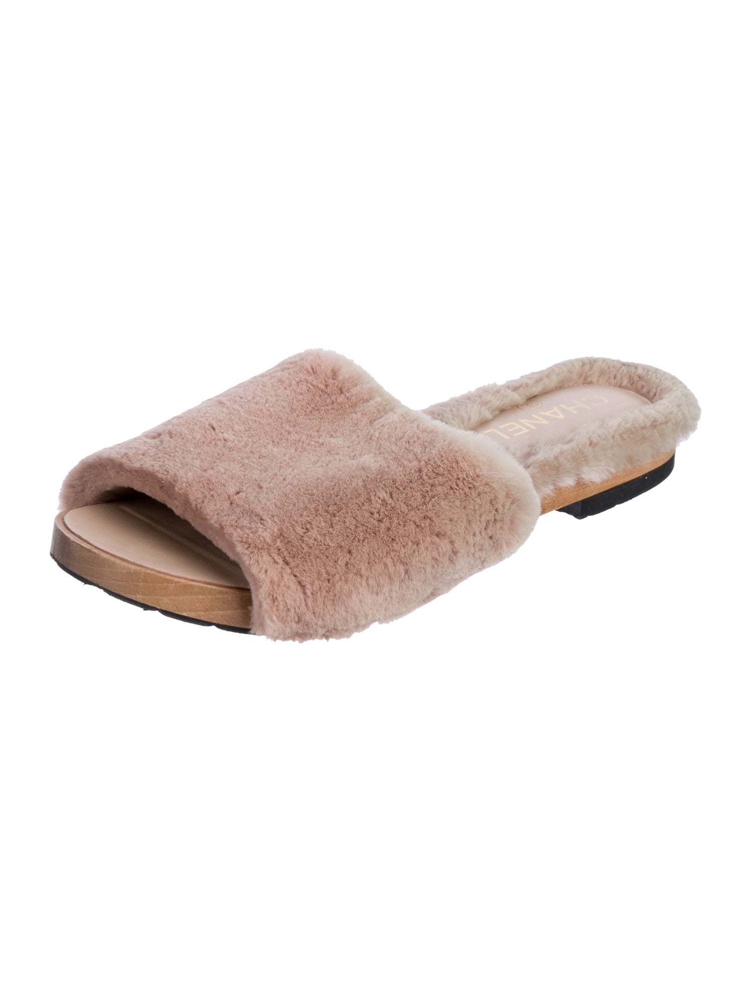 Chanel Shearling Slides