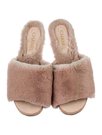 Chanel Shearling Slides