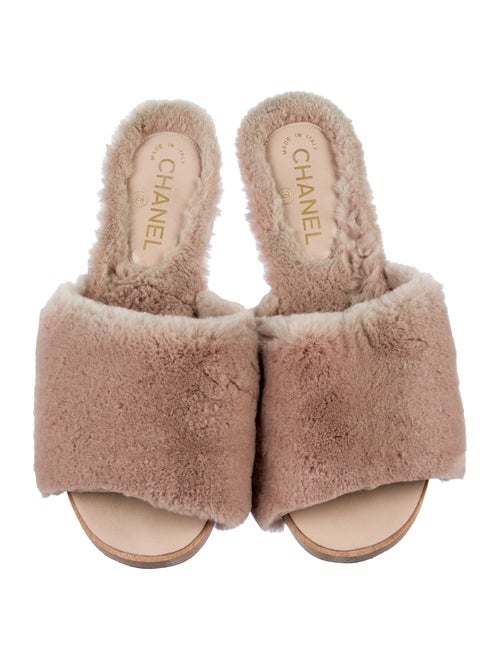 Chanel Shearling Slides