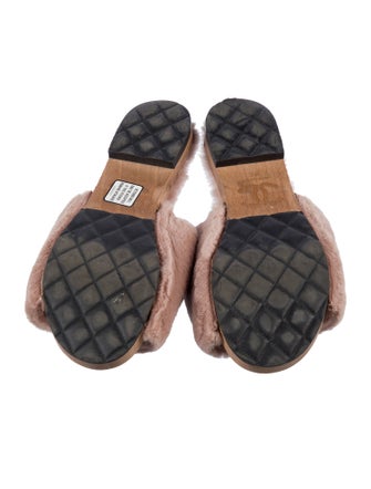 Chanel Shearling Slides