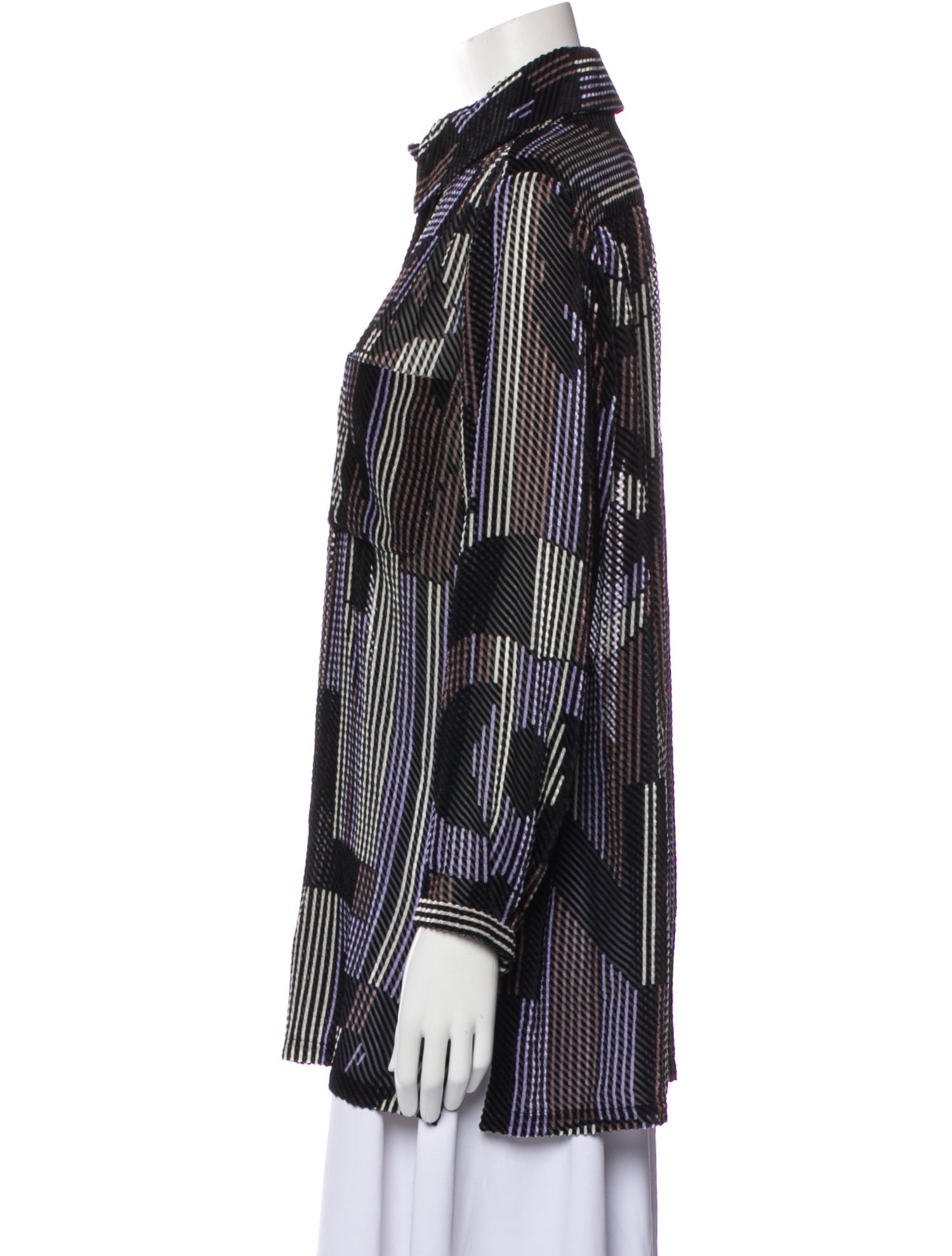 Chanel 2023 Printed Button-Up Top - Black Tops, Clothing