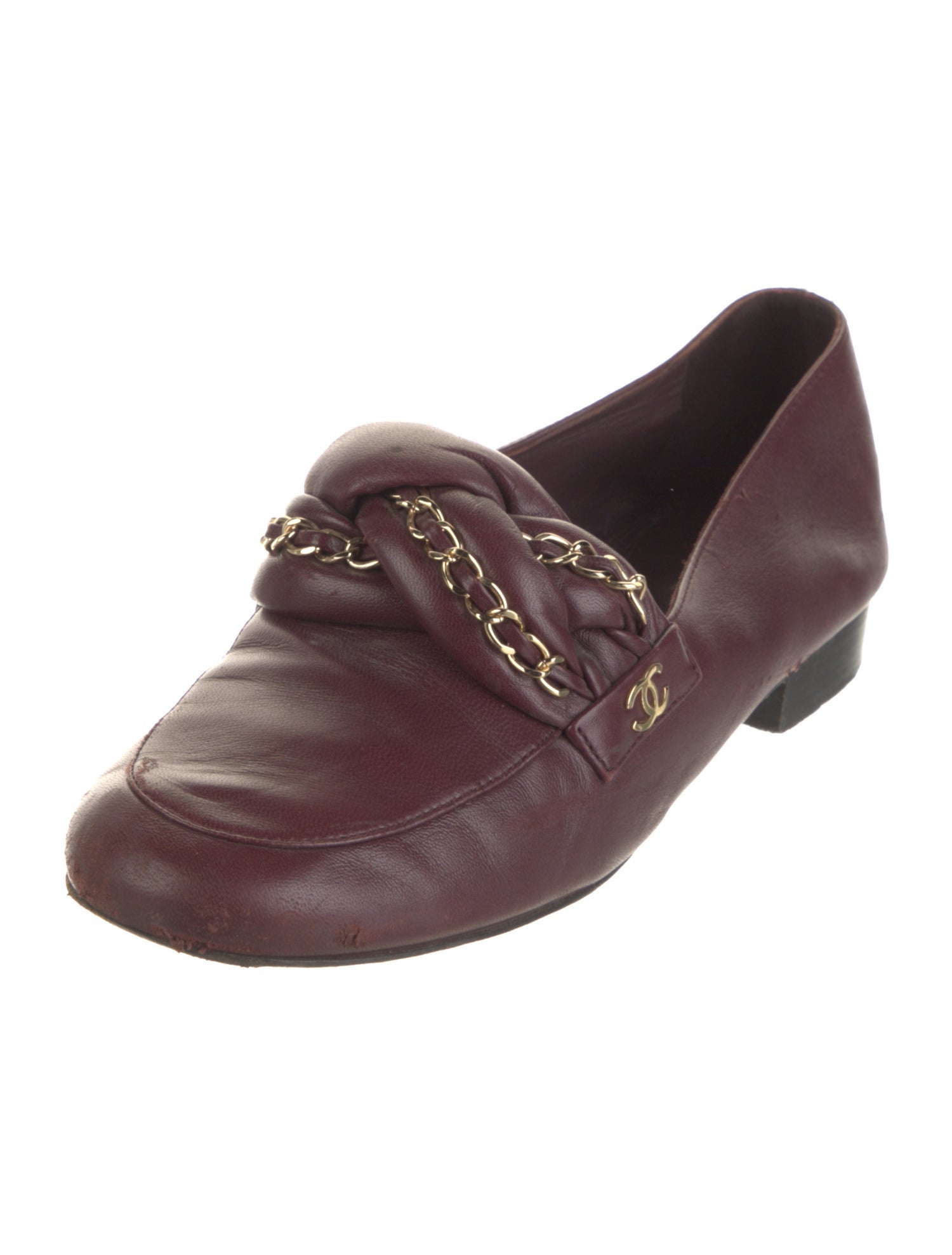 Chanel Interlocking CC Logo Leather Loafers