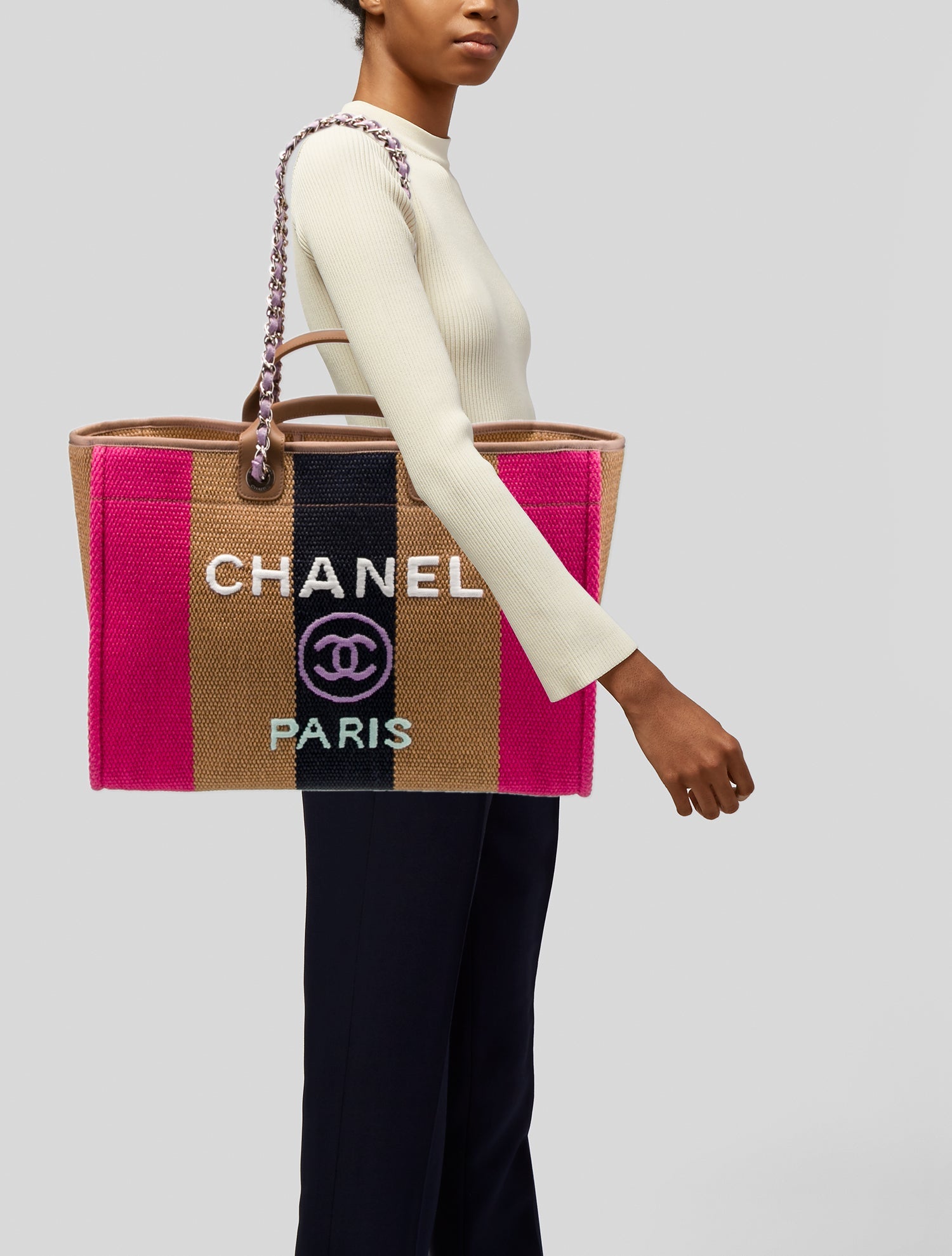 Chanel Large Raffia Deauville Shopping Bag