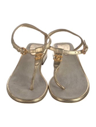 Chanel 2021 Interlocking CC Logo T-Strap Sandals