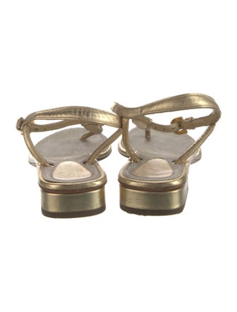 Chanel 2021 Interlocking CC Logo T-Strap Sandals