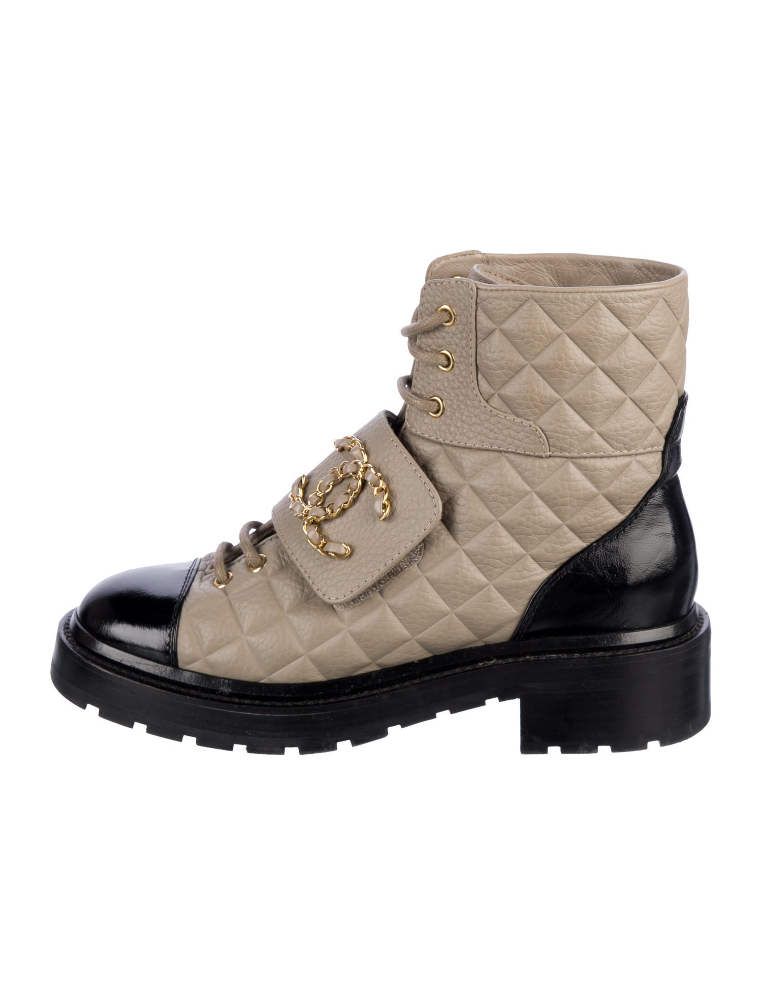 Chanel 2020 Interlocking CC Logo Combat Boots