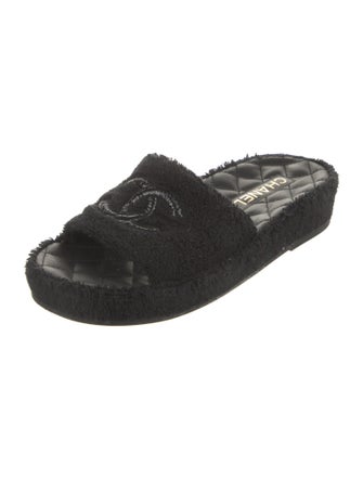 Chanel Interlocking CC Logo Terry Cloth Slides