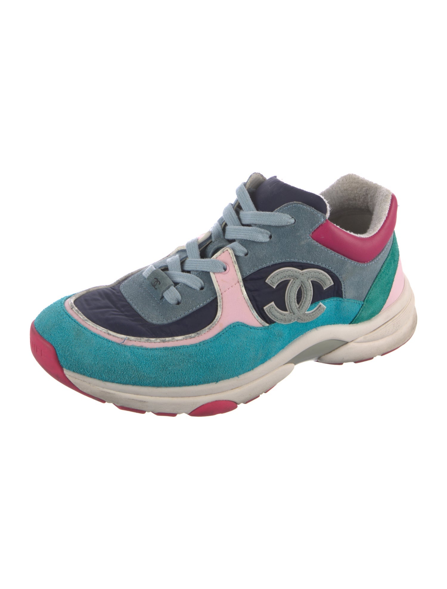 Chanel Interlocking CC Logo Suede Athletic Sneakers